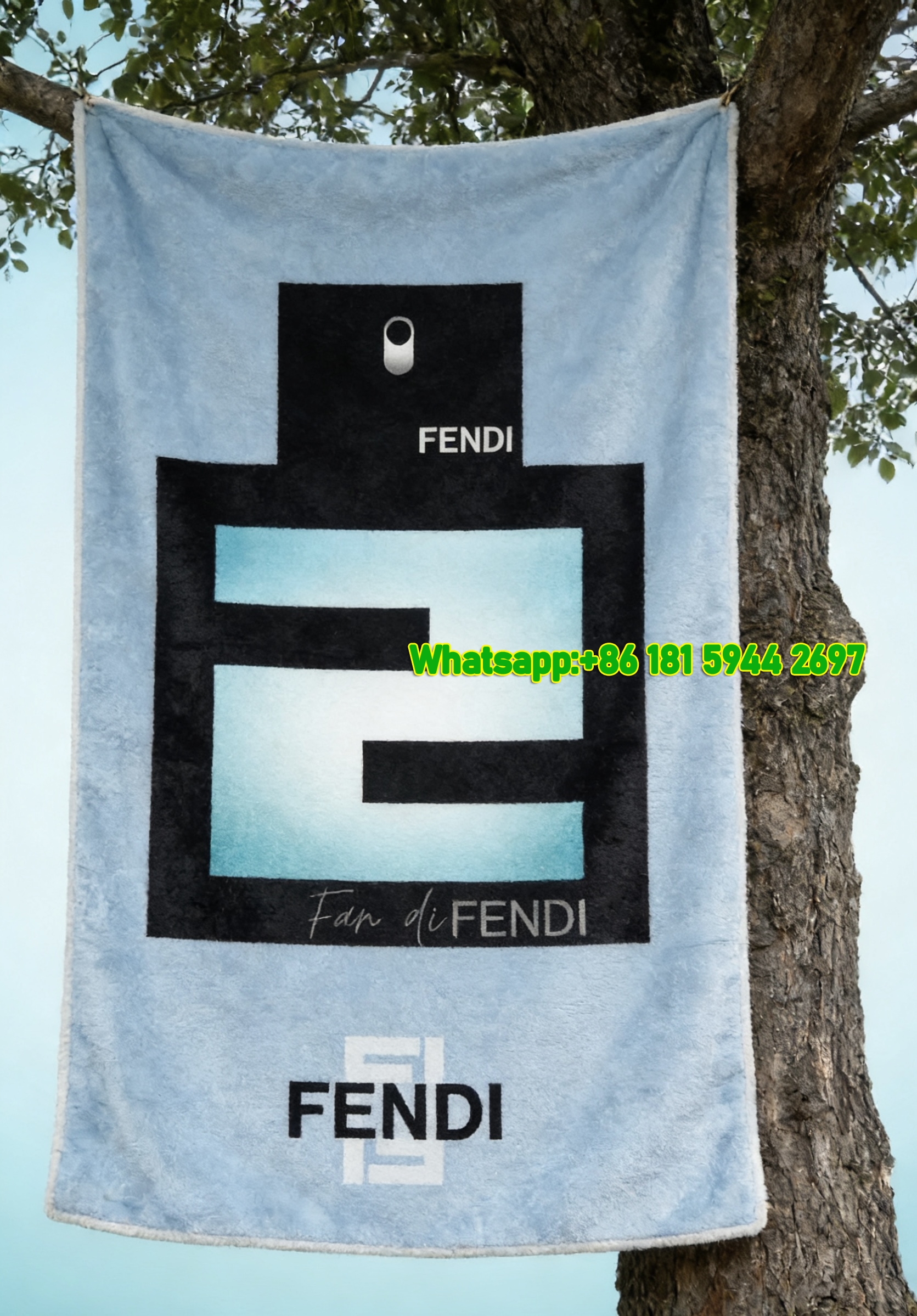 Fendi Perfume Bottle FF Monogram Flannel Sofa Throw Blanket IMG_9406
